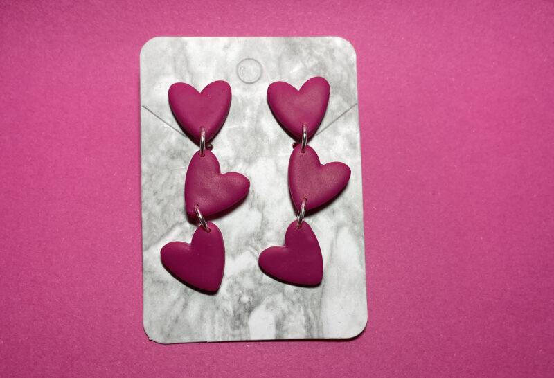 Pendientes corazones rosa