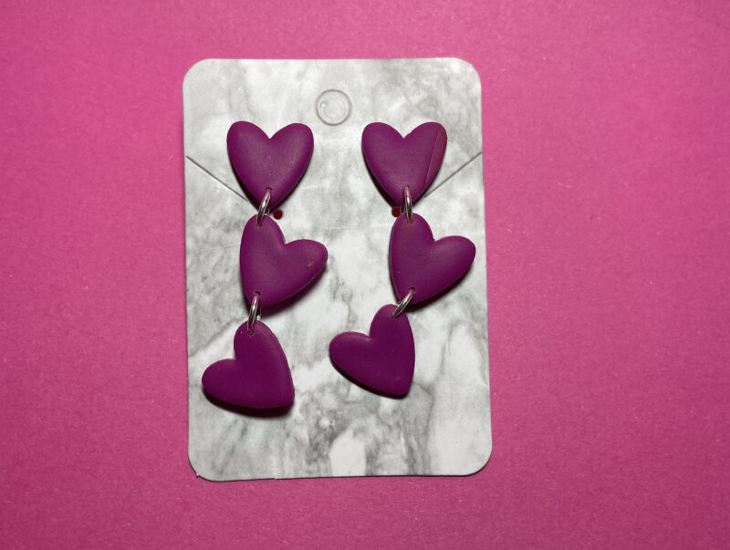 Pendientes corazones violeta
